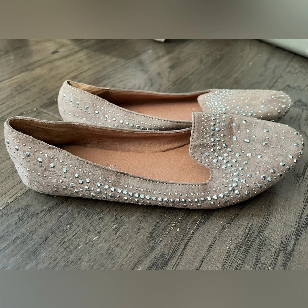 Aldo Taupe Suede Studded Slip-On Loafers